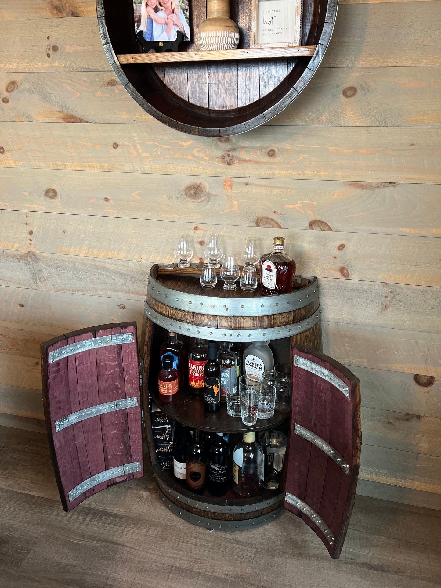 1/2 Wine Barrel Liquor Cabinet