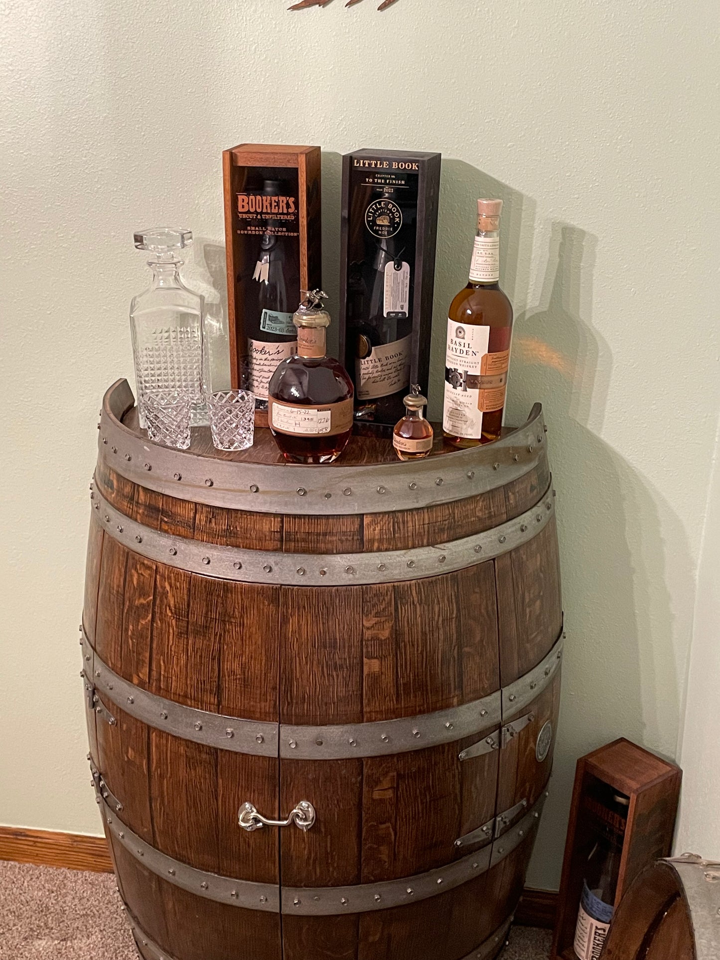 1/2 Wine Barrel Liquor Cabinet