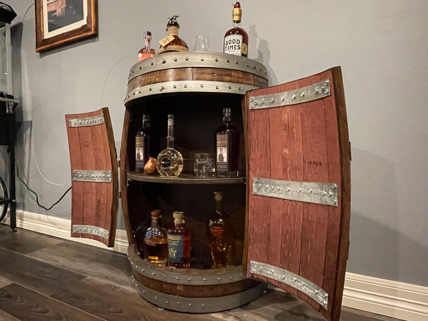 1/2 Wine Barrel Liquor Cabinet
