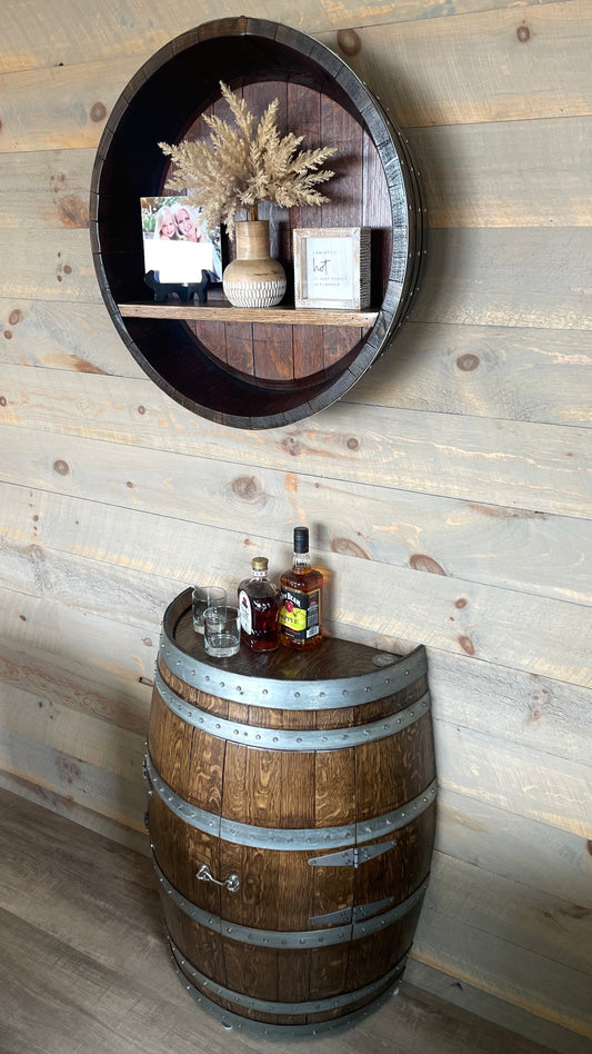 1/2 Wine Barrel Liquor Cabinet