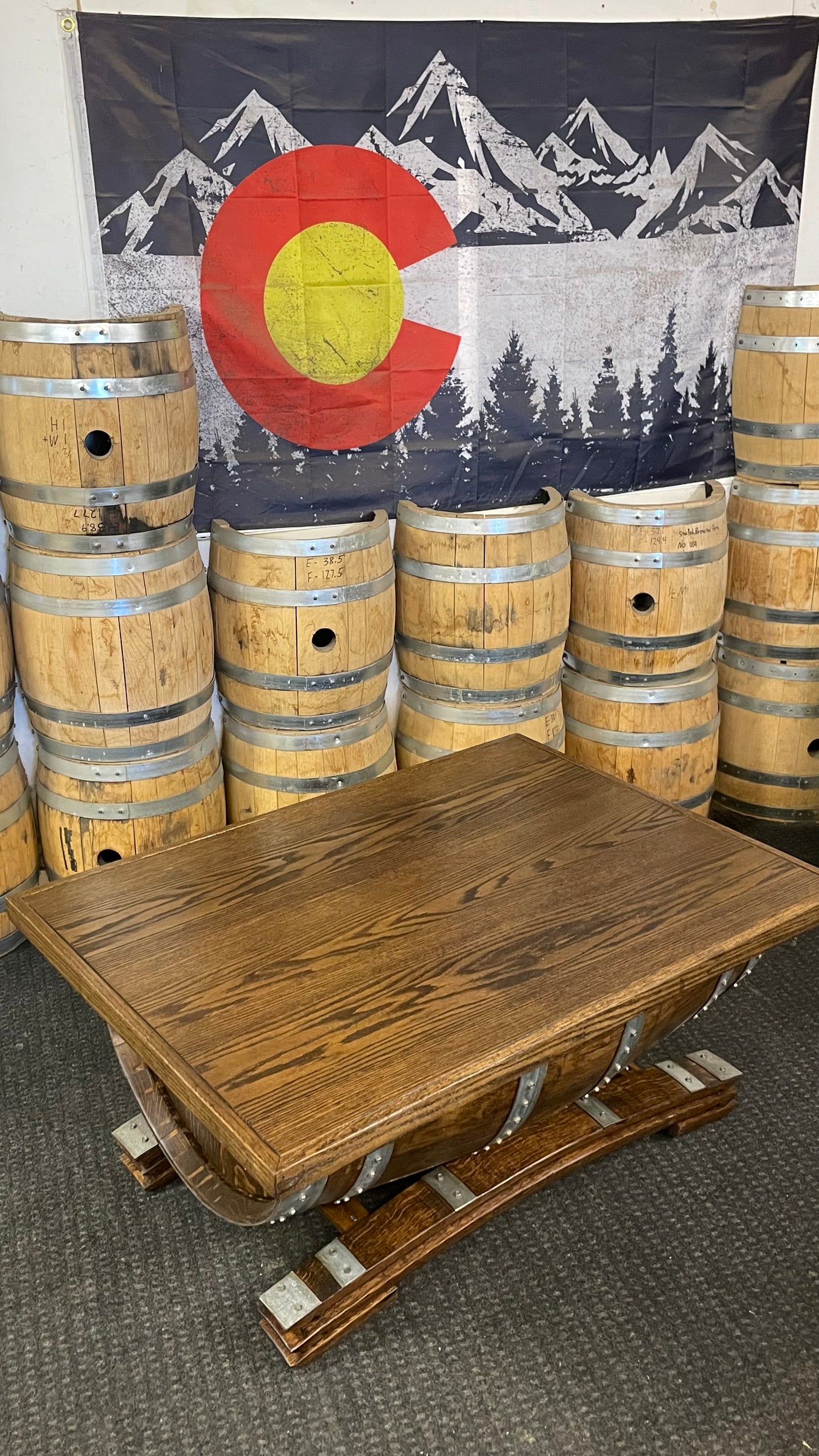 1/2 Wine Barrel Coffee Table