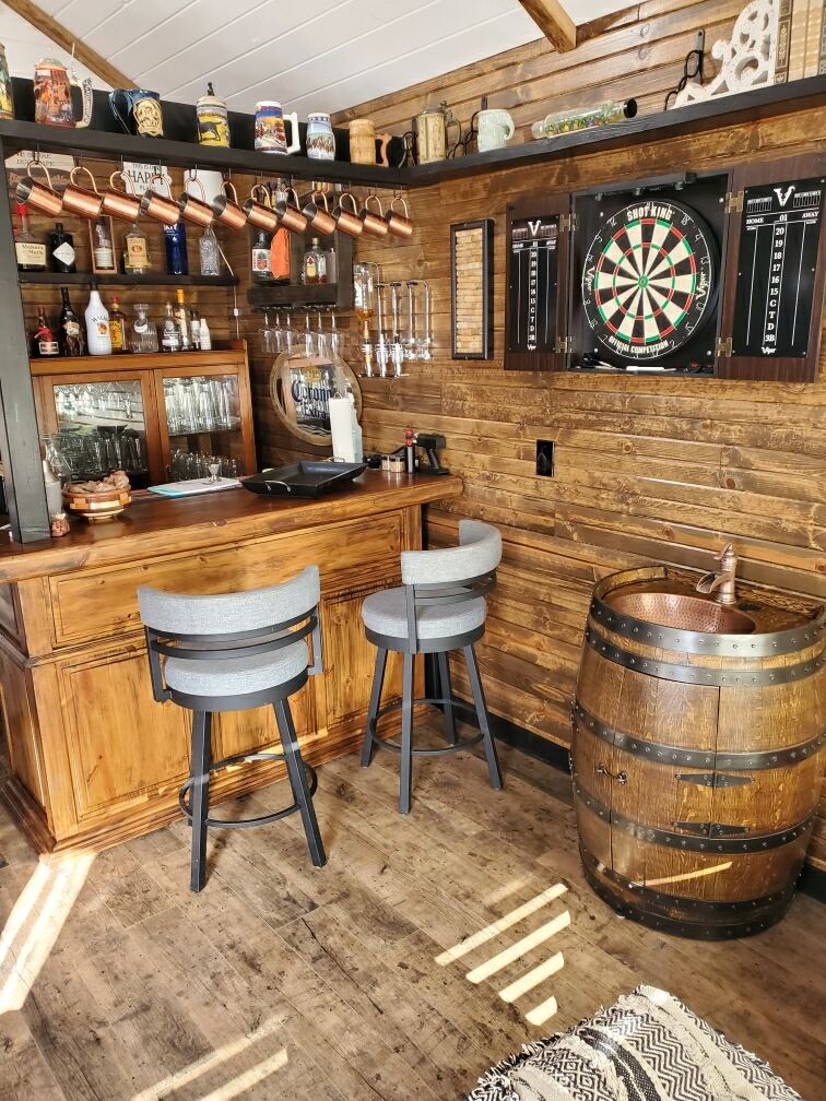 3/4 Wine Barrel Hammered Copper Sink Cabinet