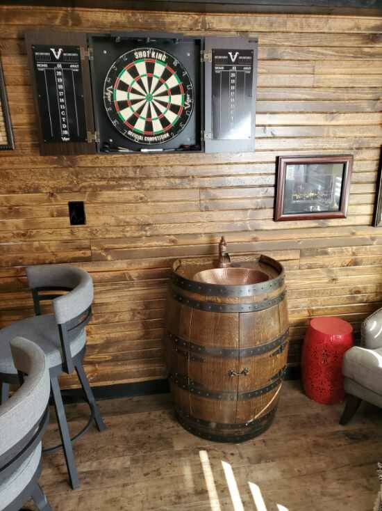 3/4 Wine Barrel Hammered Copper Sink Cabinet