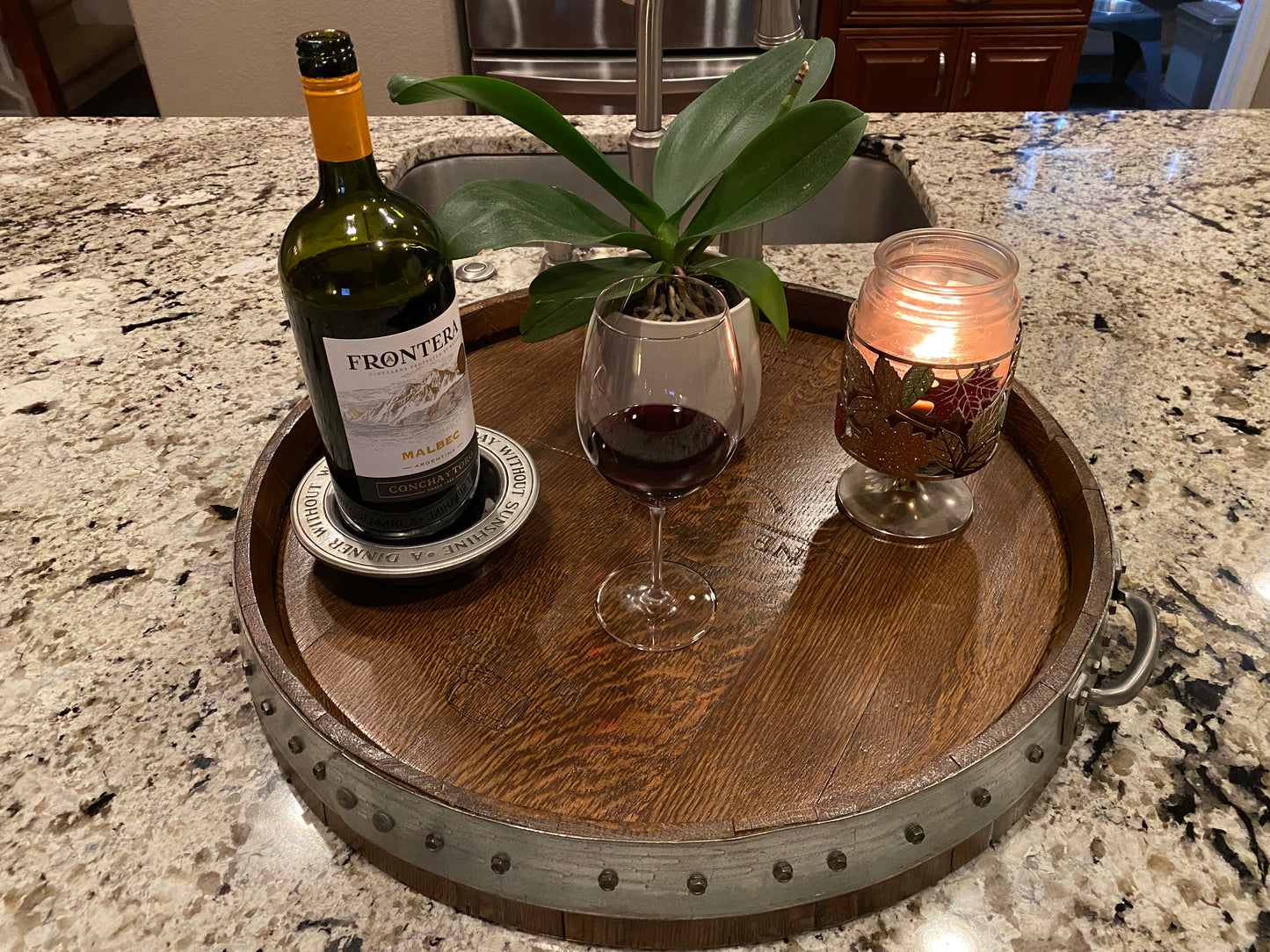 Wine Barrel Serving Tray - FREE shipping!