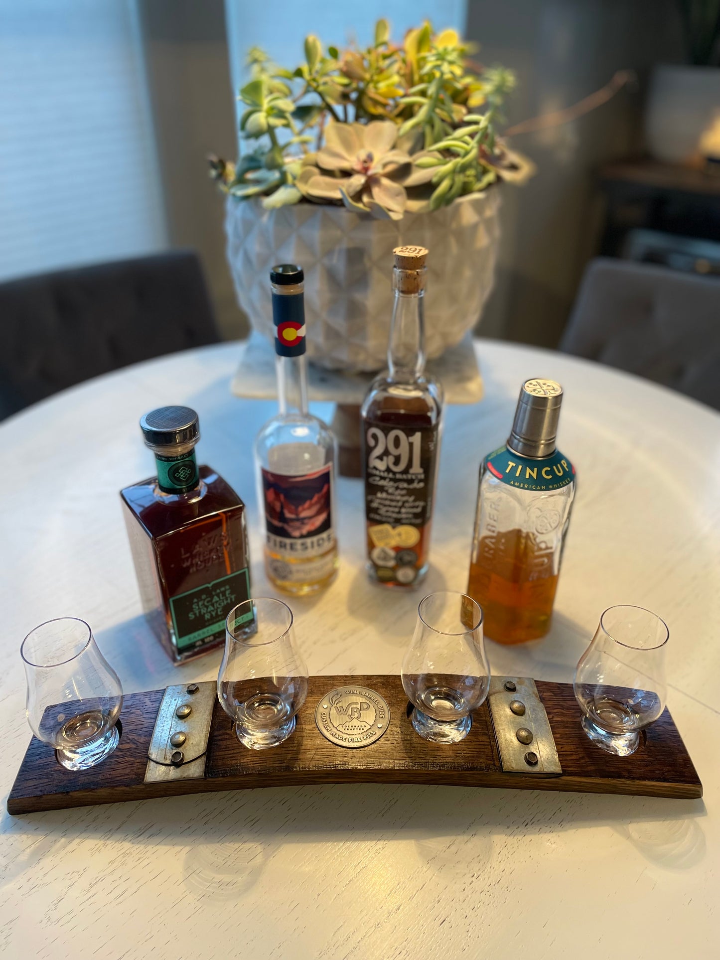 Whiskey Flight with Glasses