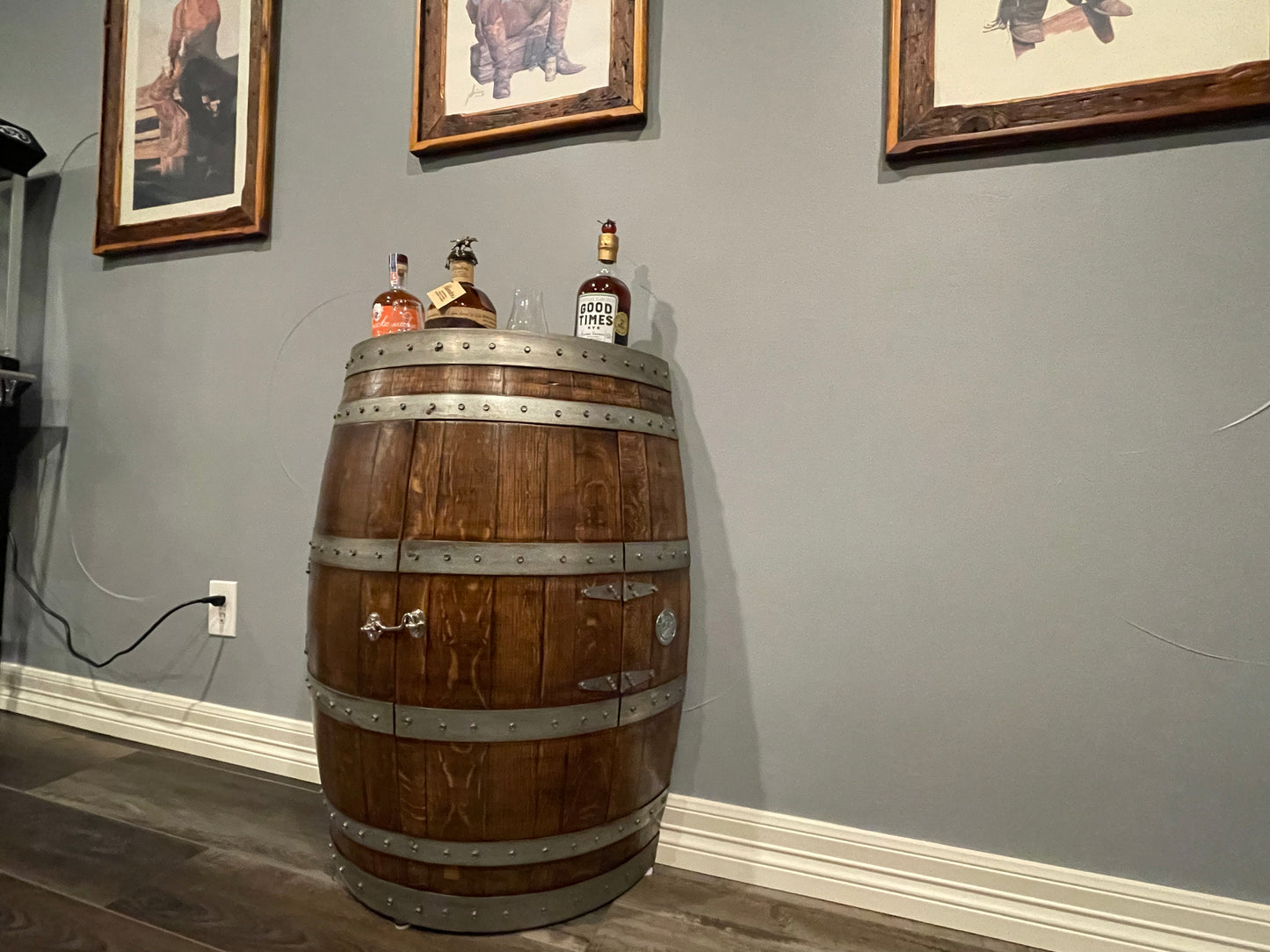 1/2 Wine Barrel Liquor Cabinet