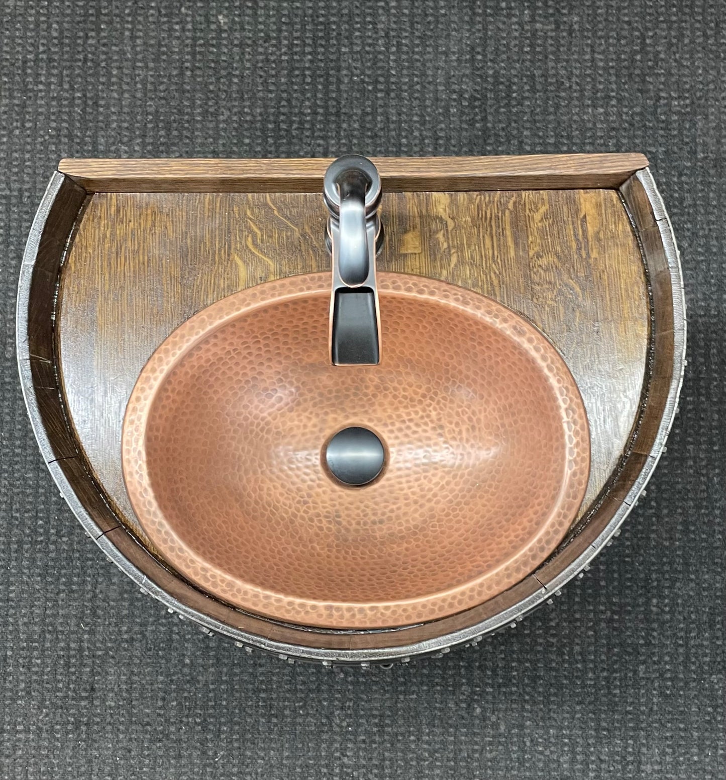 3/4 Napa Wine Barrel Hammered Copper Sink Cabinet
